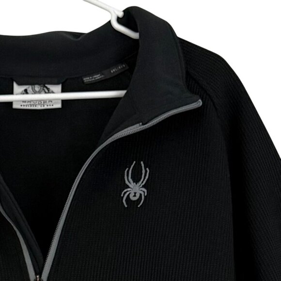 Spyder Mens XXL Quarter-Zip Pullover Long Sleeve Fleece Jacket Spider Logo Black - Picture 3 of 14